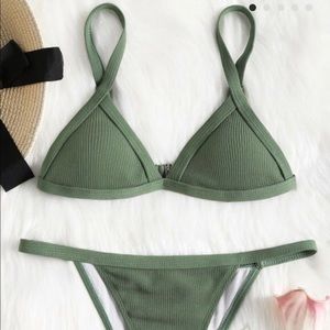 Ribbed Triangle Bikini Set